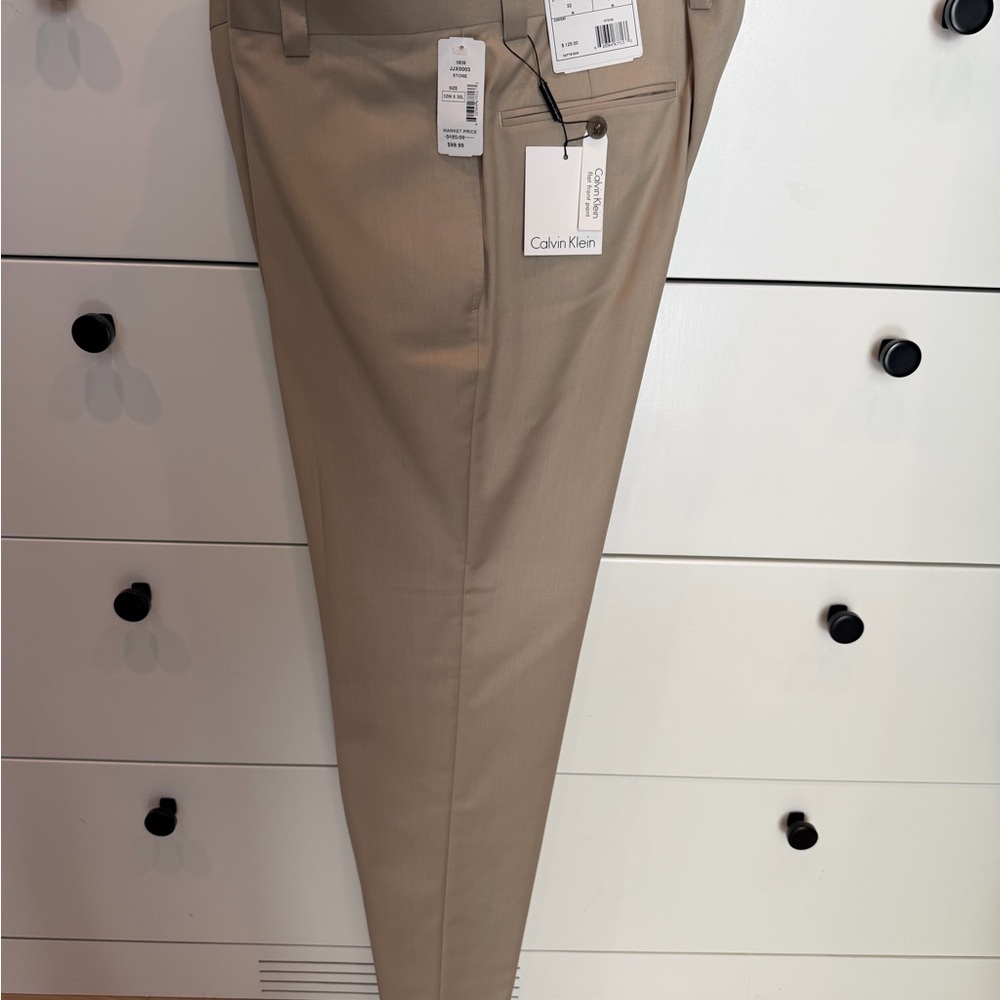Calvin Klein Men's Beige Dress Pants